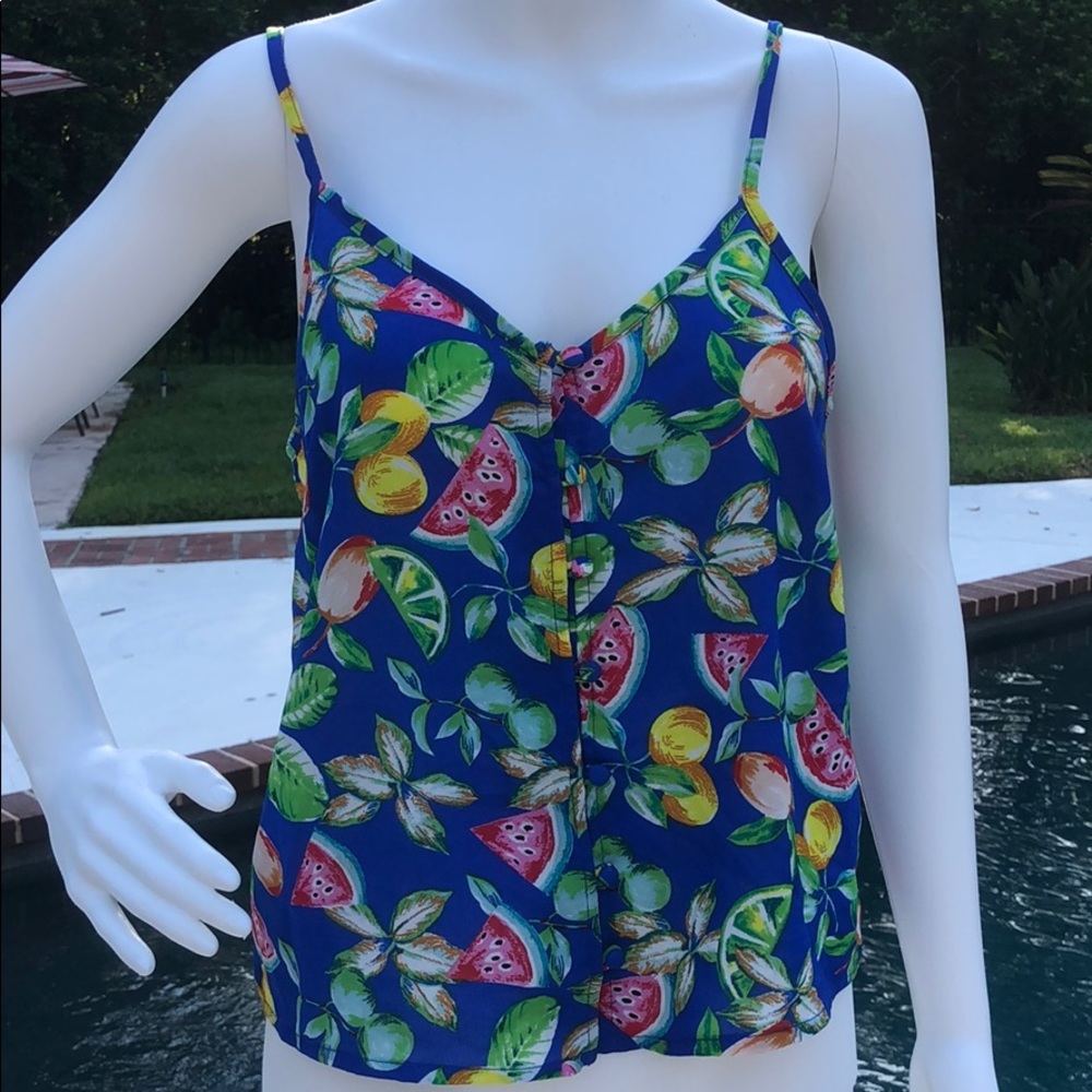 Japana fruit print vneck tank top